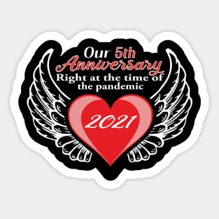 5th Anniversary pandemic 2021 winged heart Sticker